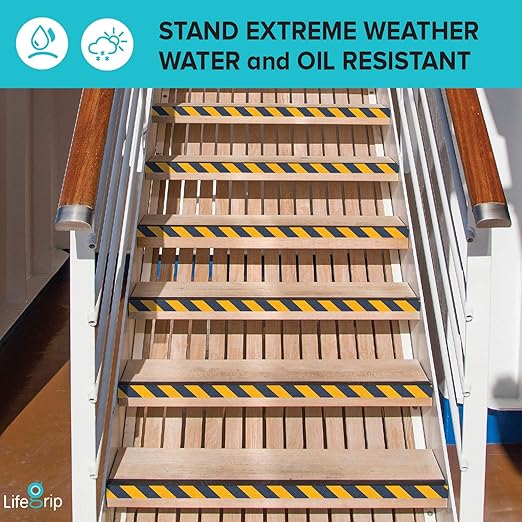 LifeGrip Anti Slip Traction Tape, 4 Inch x 30 Foot, Best Grip, Friction, Abrasive Adhesive for Stairs, Tread Step, Indoor, Outdoor, Caution Yellow/Black