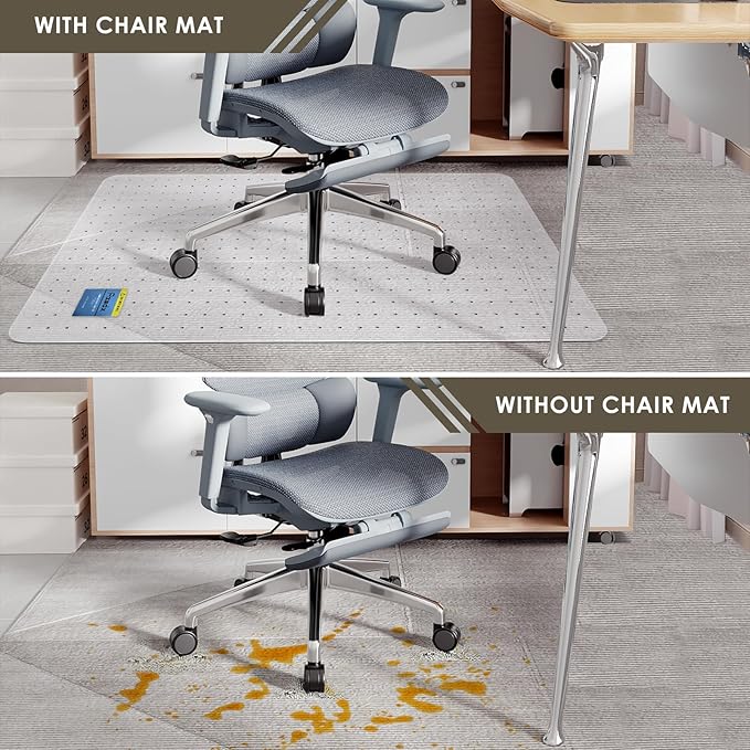 Azadx Heavy Duty Office Chair Mat for Carpet 36" x 48" Hard Material Chair Mat for Carpeted Floor Slip Resistant Carpet Protector for Home Office Easy Glide Desk Floor Mat for Office Chair on Carpets