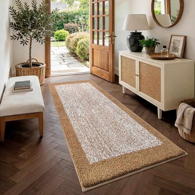 60x24 Long Bathroom Rugs Washable Non Slip, Coffee Bath Mat for Bathroom Floor Tub, Soft Absorbent Quick Dry Mats for Shower, Bathtub,Home Decor