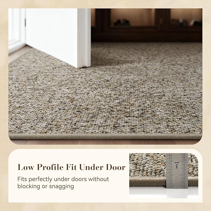 MontVoo Door Mat Indoor Entrance Doormat, Absorbent Durable Rubber Non Slip Front Door Mat for Inside Entry Entryway Dirt Trapper Welcome Mat, Grey Brown 17''x30''