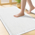Smiry Waffle Bath Mat 24x16, Extra Soft Absorbent Bathroom Rugs, Non Slip Machine Washable Quick Dry Bath Rugs for Bathroom Floor, Tub, Shower, Home Decor Accessories, White