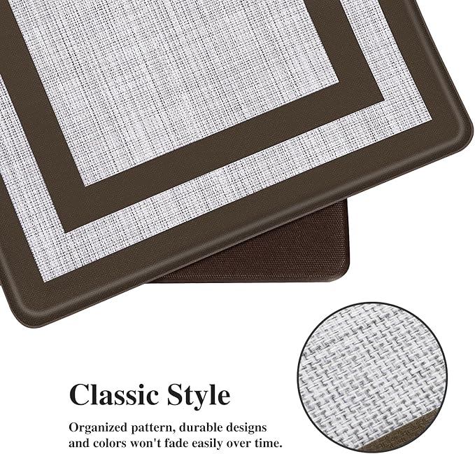 Mattitude Kitchen Mats Set of 2 Cushioned Rugs Anti-Fatigue Mats for Kitchen Floor,Waterproof Non-Slip Mats and Rugs Set for Office,Floor,Laundry 17.3"×29"+17.3"×59",Chocolate