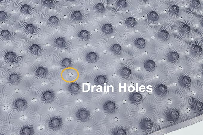 Bathtub Mat Non Slip with Suction Cups 15"x27" - Anti-Slip Shower Mat for Kids, Toddlers, and Seniors - Machine Washable Bath Tub Mat with Multiple Drainage Holes (Grey)