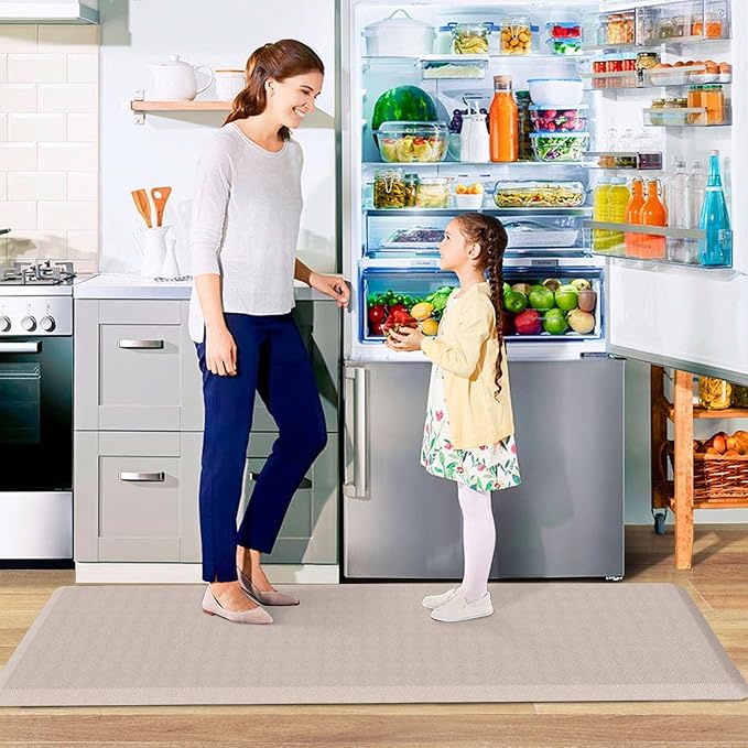 HappyTrends Kitchen Runner Rugs Anti-Fatigue mats,17.3"x 60",Non Slip Waterproof Ergonomic Comfort Mat for Kitchen, Floor Home, Office, Sink, Laundry,Khaki