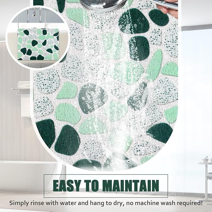 Square Shower Mat 24x24 Inch Non Slip Bath Mat for Inside Shower Loofah Shower Mat for Elderly Soft Textured Foot Massage Pad Bathroom Floor Mat for Wet Area, Without Suction Cups, Quick Drying