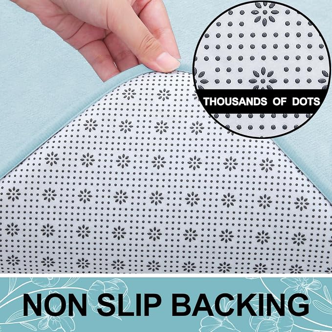 Smiry Memory Foam Bath Mat 30x20, Extra Soft and Absorbent Bathroom Mats, Non Slip Washable Carpet for Floor, Shower and Tub, Sky Blue