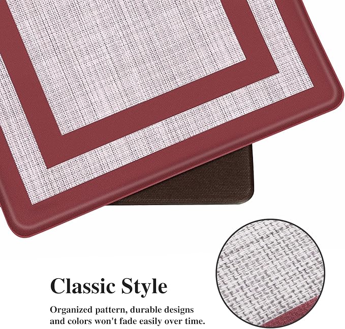 Mattitude Kitchen Mats Set of 2 Cushioned Rugs Anti-Fatigue Mats for Kitchen Floor,Waterproof Non-Slip Mats and Rugs Set for Office,Floor,Laundry 17.3"×29"+17.3"×59",Red