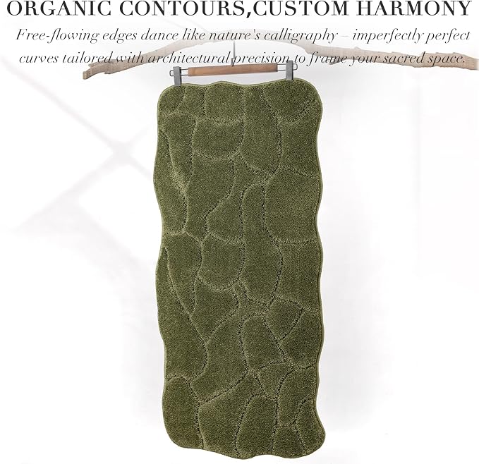 BSICPRO Large Bathroom Rugs Runner, 22x47 Inches Long Bath Mats for Bath Non Slip, Soft Absorbent and Quick Dry Microfiber Rugs, Machine Washable (Olive Green)