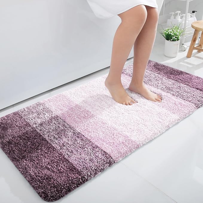 OLANLY Large Bathroom Rugs Mat 45x27, Extra Soft Absorbent Microfiber Bath Rugs, Rubber Backing, Quick Dry, Machine Washable Bath Mats for Bathroom Floor, Tub and Shower, Home Decor Accessories, Mauve