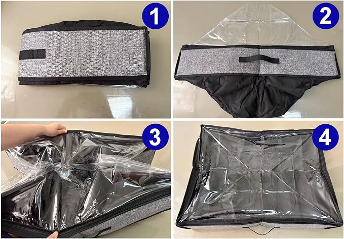 Onlyeasy Sturdy Under Bed Shoe Storage Organizer, Set of 2, Fit 12 to 24 Pairs, Underbed Shoes Closet Storage Solution with Clear Window, Breathable, L29.3 x W23.6 x H5.9, Linen-like Black, MXAUBSB2P
