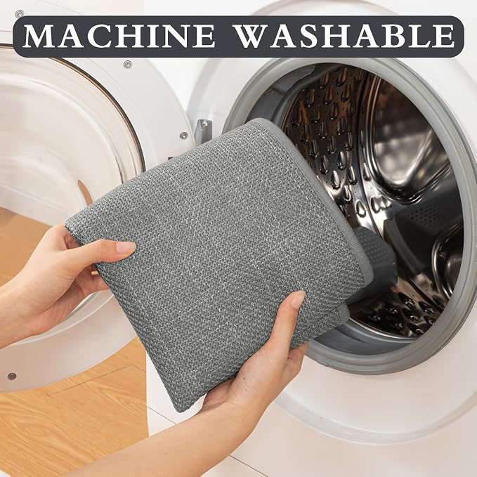 YIHOUSE Grey Bath Rug Set, 4 Piece Non Slip Absorbent Bath Mat, Quick Dry, Thin for Toilet and Floor
