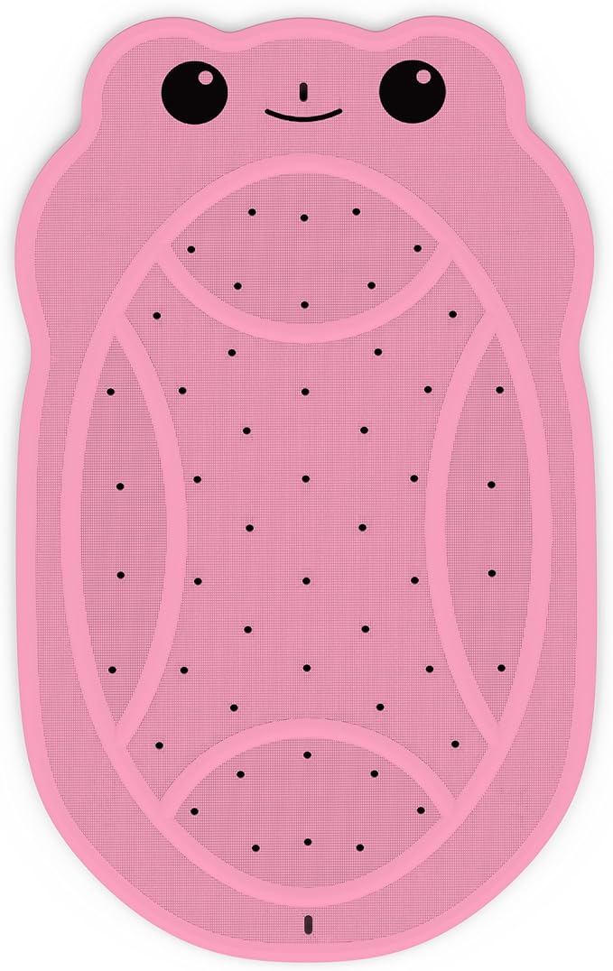 Bathtub Mat Non Slip, Shower Mat for Kids with Natural Rubber no Plastic Smells, Baby Bath Mat for Tub Non Slip with Strong Suction Cups, 30"x18", PVC-Free, Safe Comfortable Fun for Kids, Pink