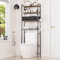 Over The Toilet Storage with Adjustable Wooden Shelves and 2 Fabric Drawers, 4-Tier Over Toilet Bathroom Organizer, Small Freestanding Storage Shelf for Toilet Paper, Towels, Toiletries