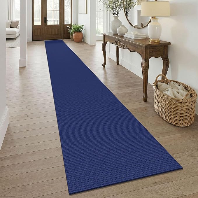 KOZYFLY Braided 2.5'x20' Runners Rugs for Hallway, Extra Long Washable Runner Rug, Woven Non Slip Kitchen Runner, Cotton Entryway Rug, Floor Carpet for Entry, Aisle, Hall, Royal Blue/Navy