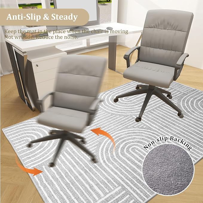 Office Chair Mat for Hardwood Floor, 48"x36" Easy Glide Computer Desk Mat Protector for Rolling Chair Under Desk Rug Nonslip Backing, Machine Wash (Modern)