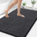 Smiry Luxury Chenille Bathroom Rugs 44x32, Extra Soft and Absorbent Shaggy Bath Mat, Machine Washable, Non-Slip Plush Carpet Runner for Tub, Shower, and Floor, Home Decor Accessories, Charcoal Grey