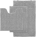 3 Piece Bathroom Rug Set Non Slip 3 Piece Bath Rug Set Ultra Soft Bath Rug,Absorbent Shaggy Bath Mat,Perfect Plush Bathroom Mats Sets with U-Shaped Toilet Mat