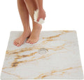 Enkosi Loofah Shower Mat with Drain Hole – Cushioned Anti-Slip Square Bath Mat for Showers, and Bathroom Floors – Textured PVC, Non Slip Safety Pad for Walk-In Stalls and Wet Areas (27x27 Marble Gold)