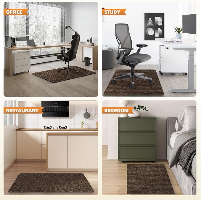 Office Chair Mat for Hardwood and Tile Floor, 48" x 36" Computer Desk Chair Mats, Anti-Slip Mat for Rolling Chair, Large Floor Protector for Home Office, Coffee Color