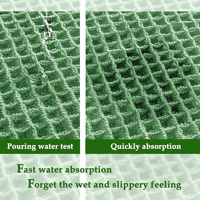 ZALL Sage Green Waffle Bath Mat,Super Absorbent Non Slip Bathroom Rug, 24x60inch, Machine Washable Ultra Soft Floor Mats