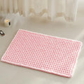 TYUU Light Peachy Pink Bathroom Rugs, Waffle Bath Mat Non Slip Washable Quick Dry Cute Bath Mat Boho Farmhouse Bathroom Decor, 24"x16" Light Peachy Pink
