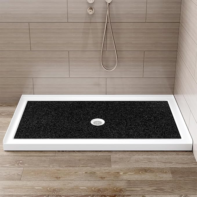 Extra Large Non Slip Shower Mat: 59x35.4 inch Loofah Shower Mat for Inside Shower with Drain Hole in Middle, Soft PVC Anti-Slip Shower Stall Mats for Bathroom,Wet Area, Quick Drying