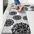 StepLively Kitchen Mats for Floor 2PCS, 0.47" Anti Fatigue Mats for Kitchen Floor, Kitchen Accessories for Sink, Office, Laundry, 17.3"×30"+17.3"×47", White and Black