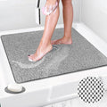 Shower Mat Non Slip: 31x31 Inch Extra Large Square Shower Mats with Drain Hole in Middle - Soft Loofah Quick Drying Matt for Shower Stall