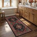 RELEANY Area Rugs Runner 2'6"x5' Washable Non-Slip, Floral Vintage Distress Medallion Carpet for Kitchen Hallway Bedroom Beside Laundry Room Bathroom, Red Black