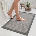 YDKGL Bath Mat Bathroom Rugs Non Slip Washable, Soft Jute-Like Ultra Thin Bath Mats, Rubber Backing Super Absorbent Quick Dry Thin Bath Rug Shower Mat Fit Under Door Bathroom Tub Floor, Gray 20" x 32"