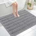 OLANLY Thick Large Bathroom Rugs 40x32, Extra Soft Absorbent Chenille Striped Bath Rugs, Rubber Backing, Machine Wash Dry, Bath Mats for Bathroom Floor, Tub and Shower, Home Decor Accessories, Grey