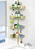 DAOYA Shower Caddy Tension Pole - Gold Corner Shower Caddy Stainless Steel Bathroom Shower Organizer for Tub Tension Rod Corner Shower Shelves(25-114inch)