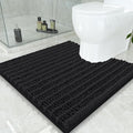 Smiry Bathroom Toilet Rugs U Shaped 24x24, Extra Soft Absorbent Non Slip Rubber Backing Chenille Contour Bath Rugs for Toilet, Machine Washable Contoured Bath Mats, Black