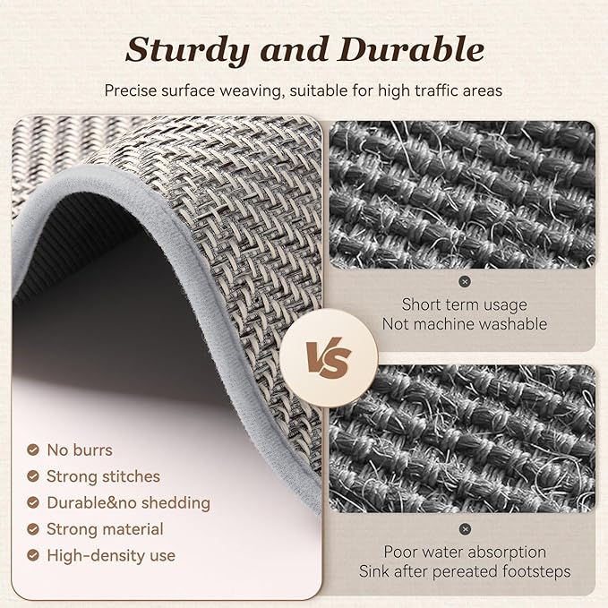 AMOAMI Kitchen Mats for Floor, Non Slip Washable Kitchen Rugs Absorbent Quick Dry and Easy to Clean, Kitchen Runner Rugs for Kitchen in Front of Sink, 20“*47”, Grey