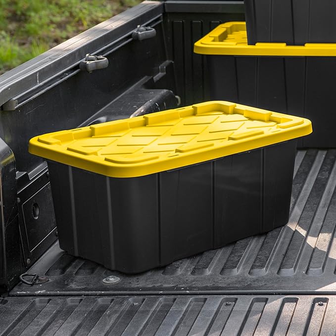 Sterilite 18-Pack Stackable Storage Bins, Heavy Duty Totes w/ Lids, 17 Gallon, Black/Yellow