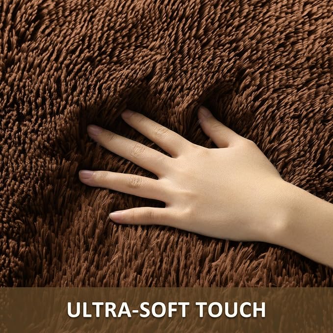 Ophanie Small Rug Washable Non Slip Throw Bedside Area Rugs, Fluffy Soft Brown Mini Bedroom Carpet, Affordable Door Entryway Indoor Inside Front Entrance Dog 2x3 Mat, Home Decor Aesthetic, Nursery