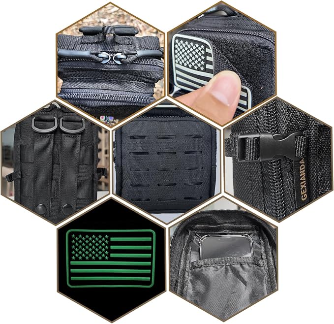 2 Pack Tactical Molle Utility Pouchs,Mini Belt Pouch EDC Pouch Tactical Phone Pouches Outdoor Admin Tool Pouch Medical EDC IFAK Pack with US Flag Patch