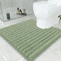 Smiry Bathroom Toilet Rugs U Shaped 24x24, Extra Soft Absorbent Non Slip Rubber Backing Chenille Contour Bath Rugs for Toilet, Machine Washable Contoured Bath Mats, Sage Green