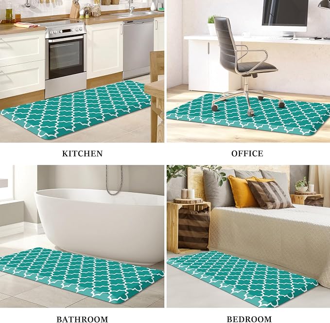 WISELIFE Anti Fatigue Floor Mat - 4/5 Inch Thick Kitchen Mat Non Slip Waterproof Heavy Duty Ergonomic Comfort Mat Durable for Home, Office, Sink, Laundry,(22" x 54", Green)