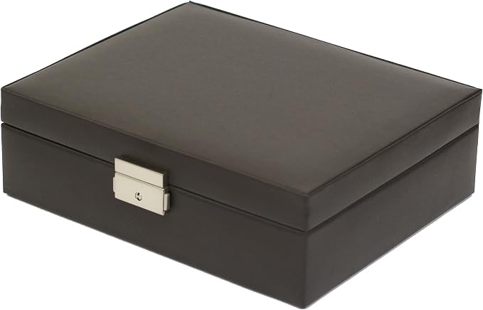 Tech Swiss Valet for Watches Jewelry Cuff links Leather Compact (Brown/Tray)
