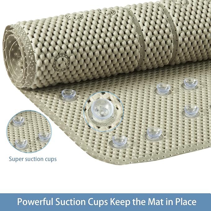 Webos Soft Bathtub Mat Non Slip: Memory Foam Shower Mat with Suction Cups for Bathroom Inside Tub 40X16Inch (Taupe)