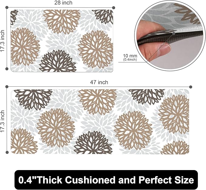 Kitchen Mats Set of 2 Cushioned Anti Fatigue Kitchen Rugs Non Slip Waterproof Kitchen Runner Memory Foam Kitchen Floor Mat Comfort Standing Mat for Sink,Office,Laundry