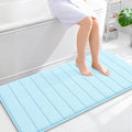 OLANLY Memory Foam Long Bathroom Rugs Runner 47x24, Super Soft Absorbent Bath Mat, Quick Dry, Machine Washable Shower Floor Rugs, Bathmat Carpet, Bathroom Home Decor Accessories, Sky Blue