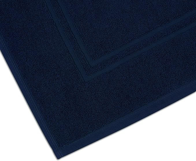 Tens Towels Pack of 2 Bath Mats 100% Cotton, 20 x 32 Inches, Super Absorbent, Hotel Quality Premium Floor Towels, Luxurious, Soft & Quick Dry, Not a Bathroom Rug, Navy