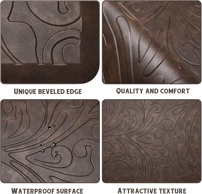 KMAT Kitchen Mat Cushioned Anti-Fatigue Floor Mat Waterproof Non-Slip Standing Mat Ergonomic Comfort Floor Mat Rug for Home,Office,Sink,Laundry,Desk 30"(L) x 20"(W),Brown