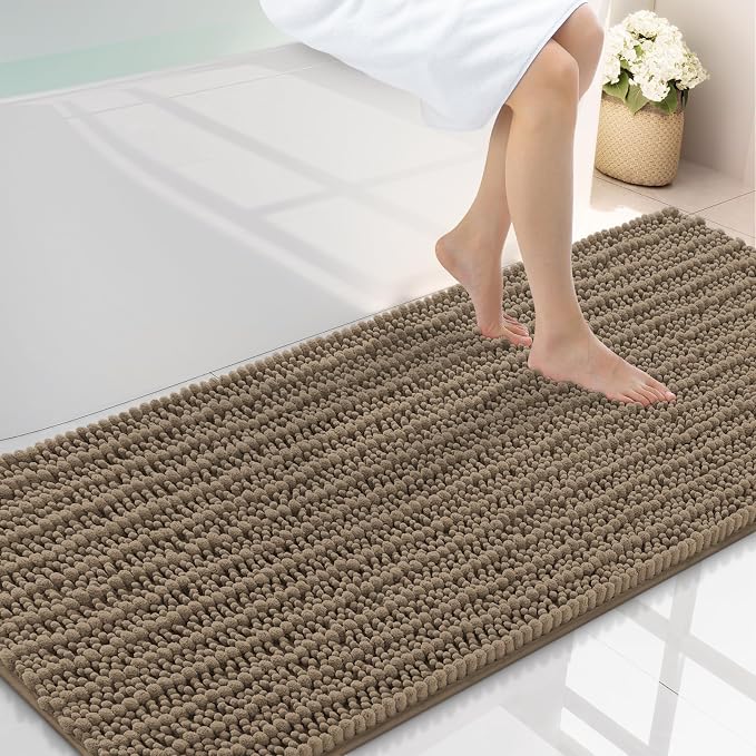 Smiry Bathroom Rugs Mat 59x20, Extra Soft Absorbent Chenille Bath Rugs, Non Slip Rubber Backing Machine Washable Quick Dry Bath Mats for Bathroom Floor, Tub, Shower, Home Decor Accessories, Camel