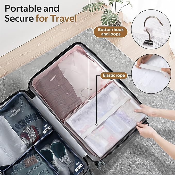 MISSLO Shower Caddy Organizer 5 Pockets Roll up Hanging Bathroom Accessories Storage for Camper, RV, Gym, Cruise, Cabin, College Dorm Shower, Small