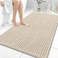 OLANLY Bathroom Rug Mat 44x32, Thick Soft and Absorbent Chenille Bath Mat, Non-Slip Rubber Backing, Machine Washable Quick Dry Bath Rugs for Tub Shower Floor, Home Decor Accessories, Sand