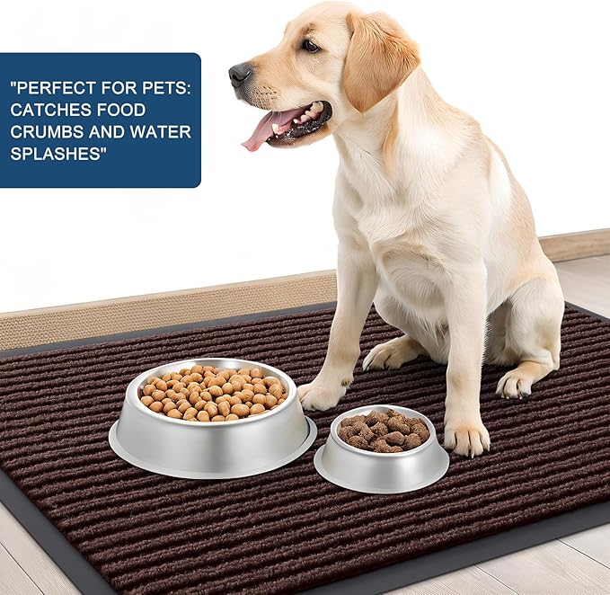 OLANLY Front Door Mat Indoor Outdoor Entrance, 2-Pack 47 x 32 Inch, Waterproof Heavy Duty Doormat, Fade Resistant, Low Profile, Easy Clean Patio Porch Welcome Floor Mats for Entry, Brown