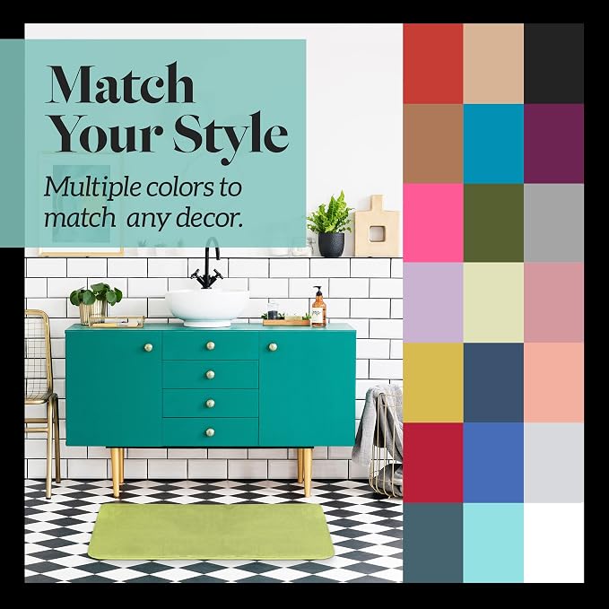 Memory Foam Bath Mat Non Slip Absorbent Super Cozy Velvet Bathroom Rug Carpet (60 inches X 17 inches, Lime)